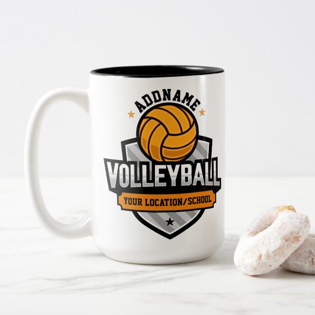 Caneca De Café Em Dois Tons Jogador da Equipe de Vôlei da Escola (Com Donut)