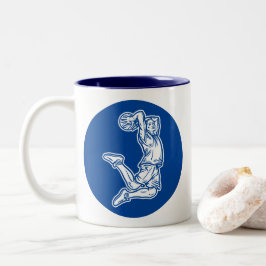Caneca De Café Em Dois Tons Jogador de Basquete Fazendo Design Luz de Slam Dun