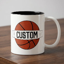 Caneca De Café Em Dois Tons Jogador de Basquete / Treinador Nome da Equipe Per
