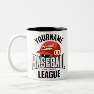 Caneca De Café Em Dois Tons Jogador de Beisebol Personalizado NOME Equipe Camp
