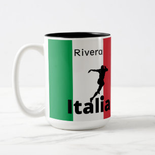 Caneca De Café Em Dois Tons Jogador de futebol, Itália personalizável