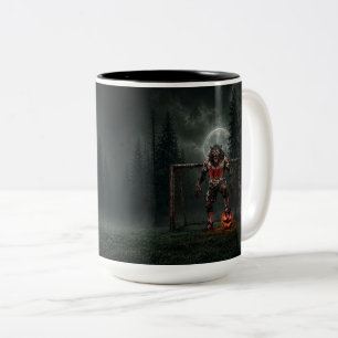 Caneca De Café Em Dois Tons Jogador de Futebol Lobisomem Arte de Terror de Hal
