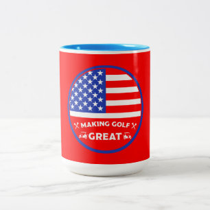 Caneca De Café Em Dois Tons Jogador de golfe americano engraçado