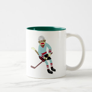 Caneca De Café Em Dois Tons Jogador de hóquei do macaco da peúga