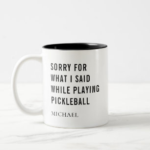 Caneca De Café Em Dois Tons Jogador de Pickleball Personalizado Escritório Col