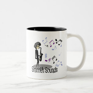 Caneca De Café Em Dois Tons Jogador de saxofone do jazz do Beatnik