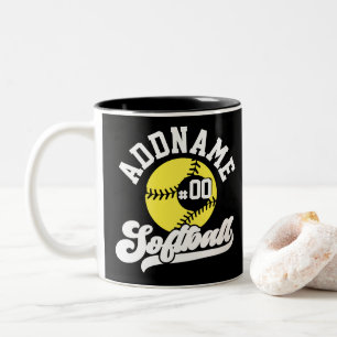 Caneca De Café Em Dois Tons Jogador de Softbol Personalizado ADICIONAR NOME Eq