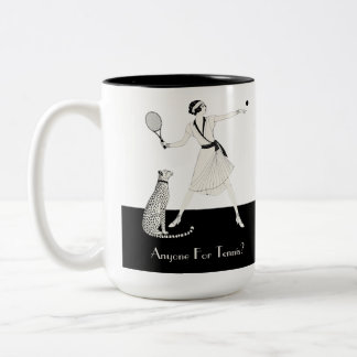 Caneca De Café Em Dois Tons Jogador de Tênis Art Déco Vintage