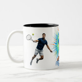 Caneca De Café Em Dois Tons Jogador de Tênis Poderoso Serve Ação Esportiva Can