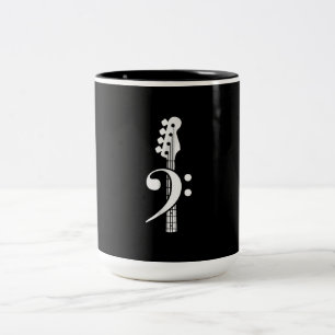 Caneca De Café Em Dois Tons Jogador de Violão Bass - Músico de Violão Bass