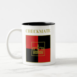 Caneca De Café Em Dois Tons Jogador de xadrez de xadrez vermelho-preto