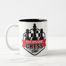 Caneca De Café Em Dois Tons Jogador de Xadrez Personalizado com NOME Clube Xeq