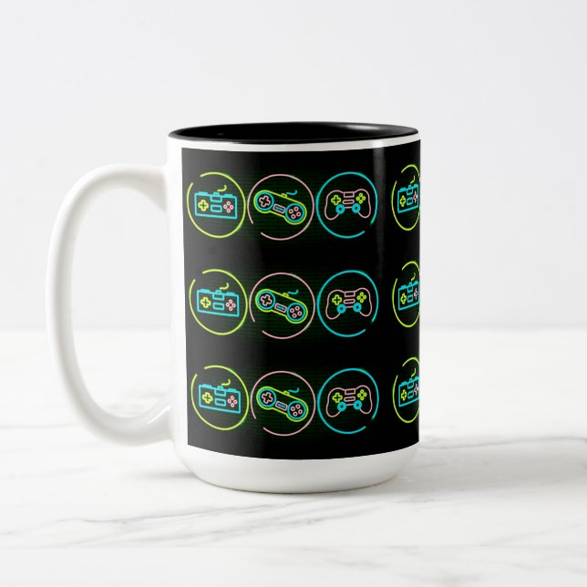 Caneca De Café Em Dois Tons Jogador Preto e Neon (Esquerda)