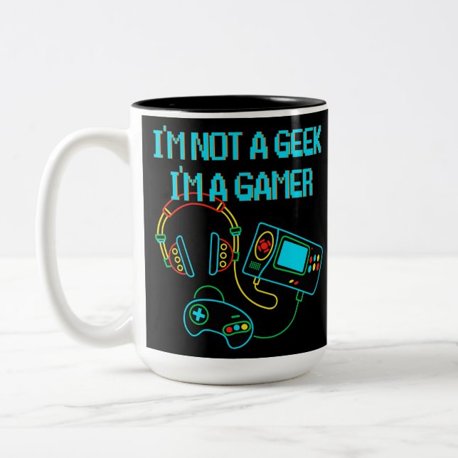 Caneca De Café Em Dois Tons Jogador Retro Neon Black (Esquerda)