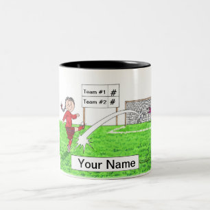 Caneca De Café Em Dois Tons Jogadora de futebol, Mulher - Presente de Cartoon 
