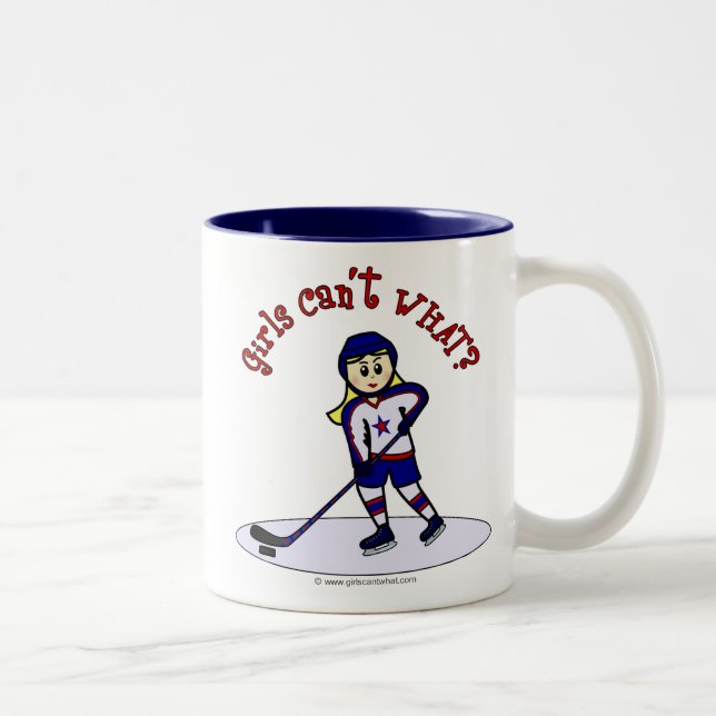 Caneca De Café Em Dois Tons Jogadora loira de hóquei (Direita)