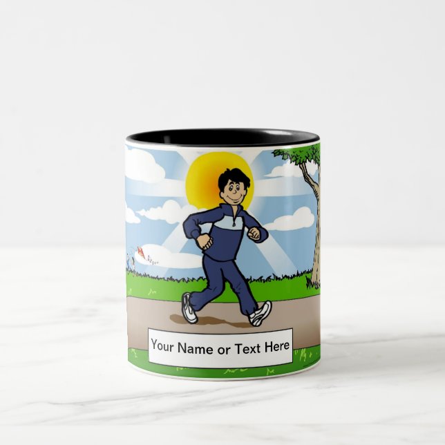 Caneca De Café Em Dois Tons Jogger, Runner - Male Cartoon by PrintedPerfection (Centro)