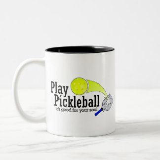 Caneca De Café Em Dois Tons Jogo Pickleball seu bom para sua alma