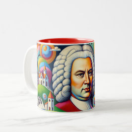 Caneca De Café Em Dois Tons Johann Sebastian Bach: Retrato em uma pintura mode
