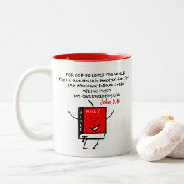 Caneca De Café Em Dois Tons John3:16, Por Deus, Adorava Tão O Mundo Que Ele De