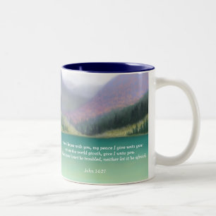 Caneca De Café Em Dois Tons John 14:27 Bíblia pacífica Verse Mug