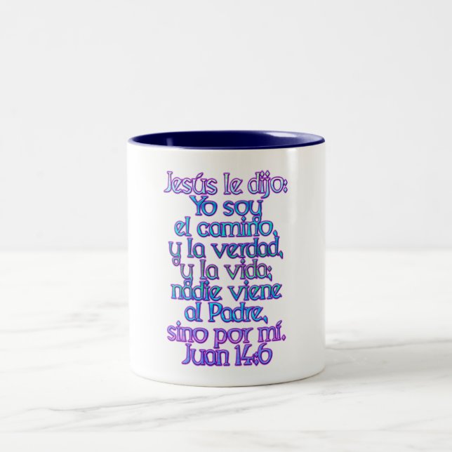Caneca De Café Em Dois Tons John 14:6 espanhol (Centro)