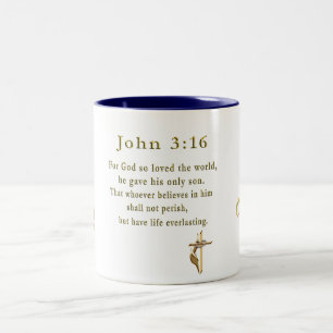 Caneca De Café Em Dois Tons John 3:16 presentes cristãos