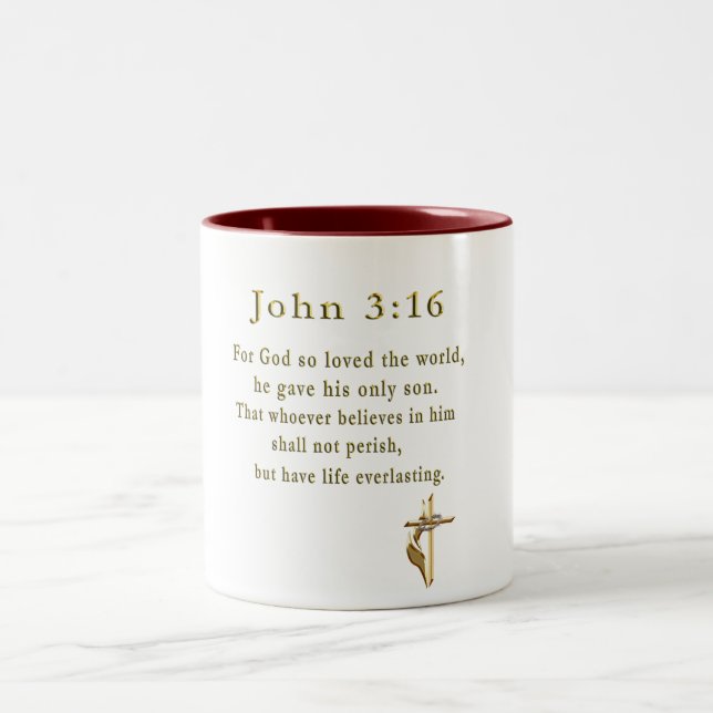 Caneca De Café Em Dois Tons John 3:16 presentes cristãos (Centro)