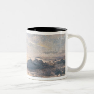 Caneca De Café Em Dois Tons John Constable   um estudo da nuvem, por do sol,