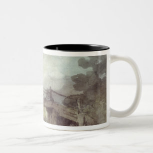 Caneca De Café Em Dois Tons John Constable   uma ponte sobre o Stour