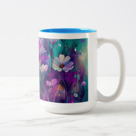 Caneca De Café Em Dois Tons Jolie tasse de boisson avec fleures bleu