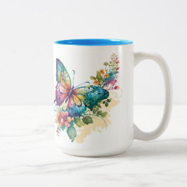 Caneca De Café Em Dois Tons Jolie tasse de boisson en couleur papillon