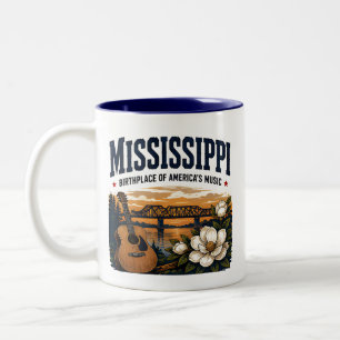 Caneca De Café Em Dois Tons Jornada Musical do Sul do Mississippi