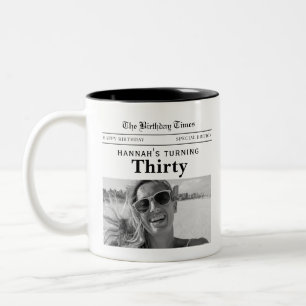 Caneca De Café Em Dois Tons Jornal de Aniversário de 30 Anos