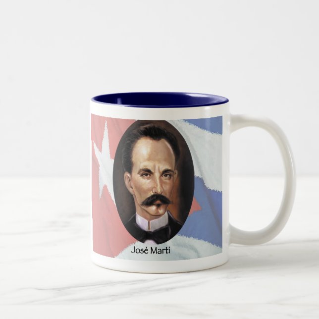 Caneca De Café Em Dois Tons José Marti sobre Bandeira Cubana (Direita)