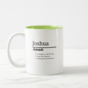 Caneca De Café Em Dois Tons Joshua, Definição de Nome Personalizado de Menino