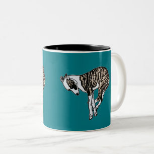 Caneca De Café Em Dois Tons Jovem corça Whippet sonolento rajado
