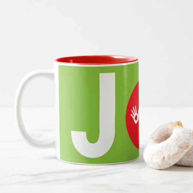 Caneca De Café Em Dois Tons JOY Chiropractic Ornament Design (Com Donut)
