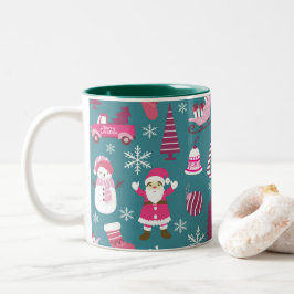 Caneca De Café Em Dois Tons Joy Christmas Turquoise