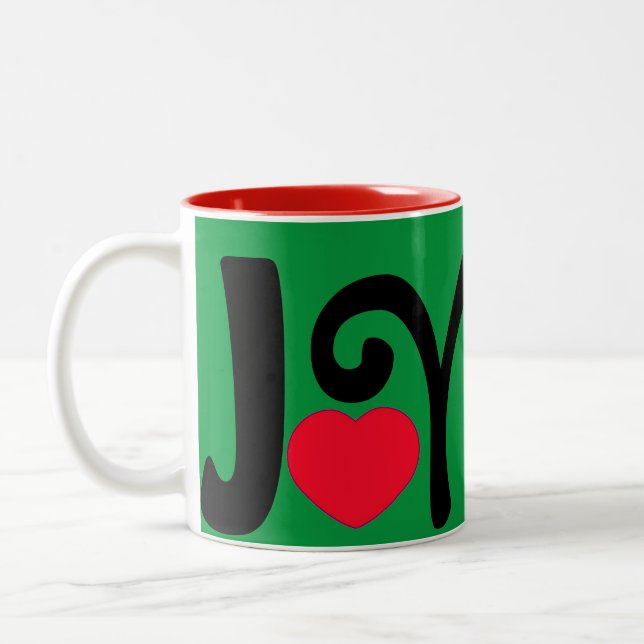 Caneca De Café Em Dois Tons Joy Heart Love (Esquerda)
