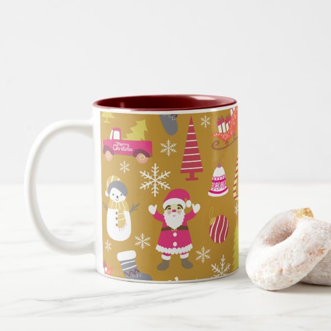 Caneca De Café Em Dois Tons Joy Natal Dourado (Com Donut)