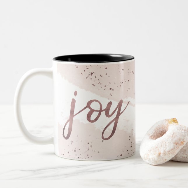 Caneca De Café Em Dois Tons Joy | Natal Rosa Dourado (Com Donut)