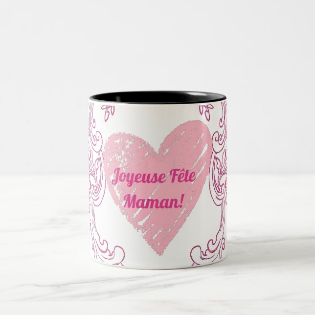 Caneca De Café Em Dois Tons Joyeuse fête maman (Centro)
