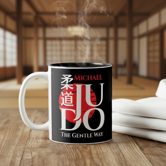 Caneca De Café Em Dois Tons Judo -Kanji, Sol Nascente (Criador carregado)