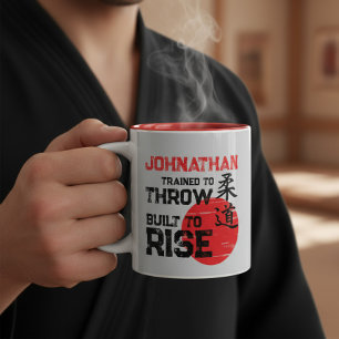 Caneca De Café Em Dois Tons Judô - Treinado para Arremessar - Construído para