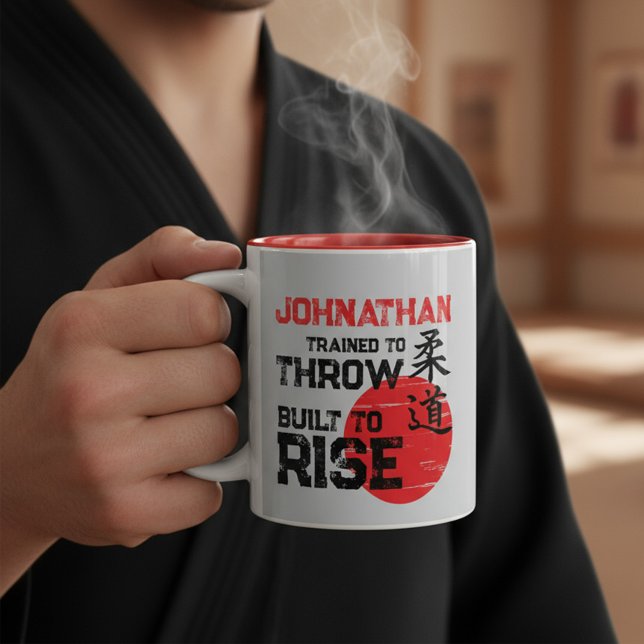 Caneca De Café Em Dois Tons Judô - Treinado para Arremessar - Construído para  (Criador carregado)