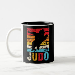 Caneca De Café Em Dois Tons Judo Ura Nage Judoka Retro Sunset