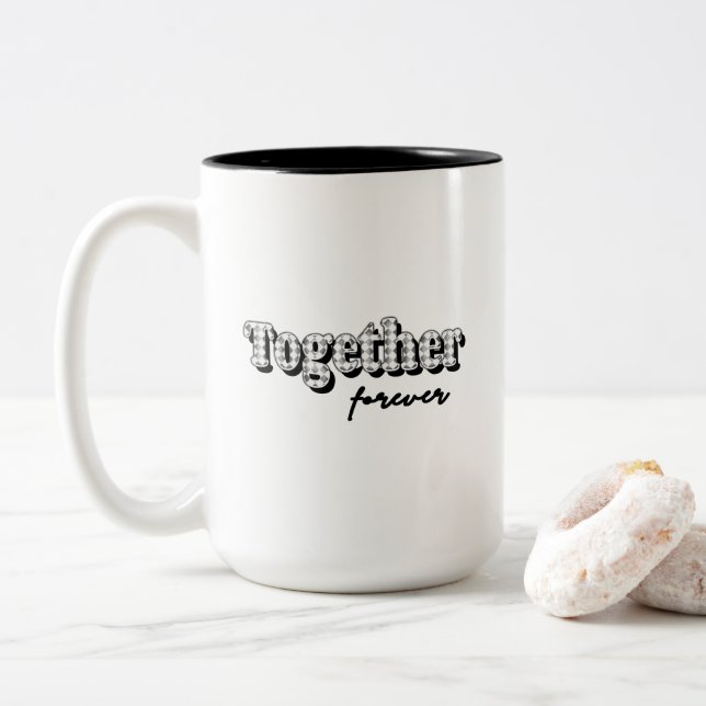 Caneca De Café Em Dois Tons Juntos para sempre (Com Donut)