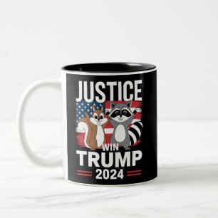 Caneca De Café Em Dois Tons Justiça Para Amendoim Vencer Trump 2024