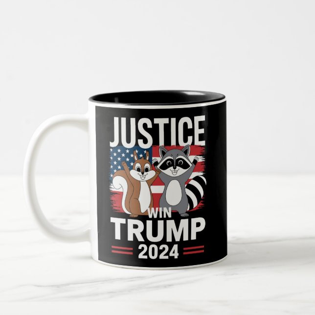 Caneca De Café Em Dois Tons Justice For Peanut Win Trump 2024 (Esquerda)